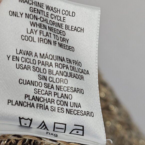 Womens Open Front Knit Cardigan 2X Browns Gold Metallic Threading Sleeveless - Picture 12 of 16